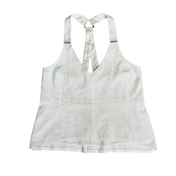 BCBG MAXAZRIA Cream Charlotte Faux Suede Strappy Tank Top Women’s - Picture 3 of 13